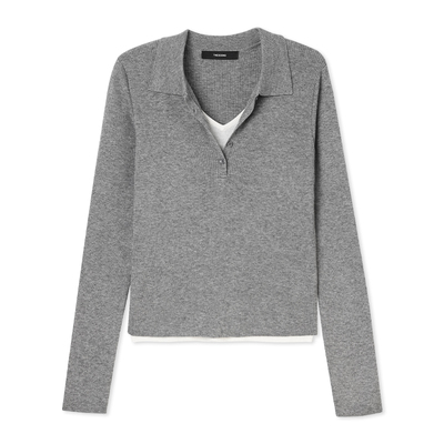 羊毛混纺早秋打底衫女长袖POLO领