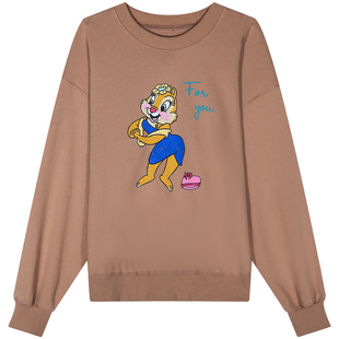 落落狷介卡其色卫衣女2024年新款春装外套设计感小众宽松套头上衣