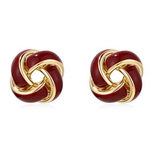 DODOGOGO红色同心结耳钉女巨好看的耳环2025新款爆款漂亮耳饰耳夹