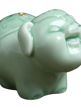 陶瓷天青萌猪香插香座香托茶室