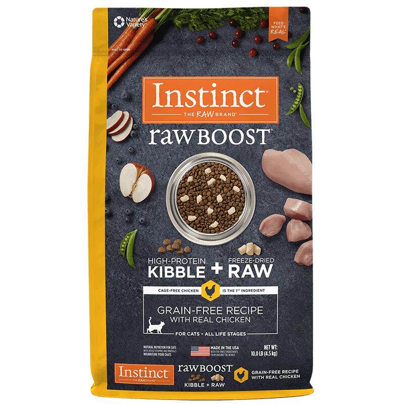 Instinct生鲜本能百利猫粮原食生鲜冻干增肥发腮鸡肉全猫粮10磅