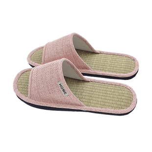 日式夏草席拖鞋布底男女居家居静音无痕木地板防滑藤草编织凉拖鞋