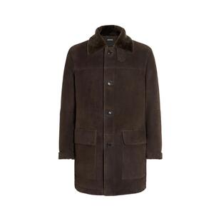 ZEGNA杰尼亚男装冬季新品深棕色天然剪羊毛大衣