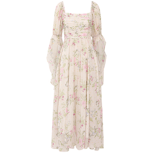 从那以后法式碎花裙喇叭袖长裙仙女风长袖小裙子连衣裙女夏季新款