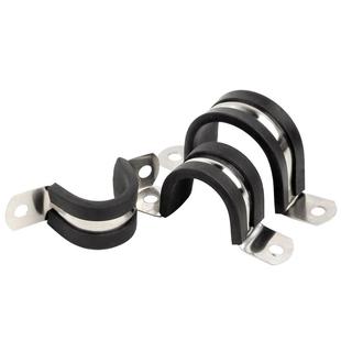 304不锈钢U型卡扣带连胶条骑马卡管卡喉箍水管固定夹锁紧钢管抱箍