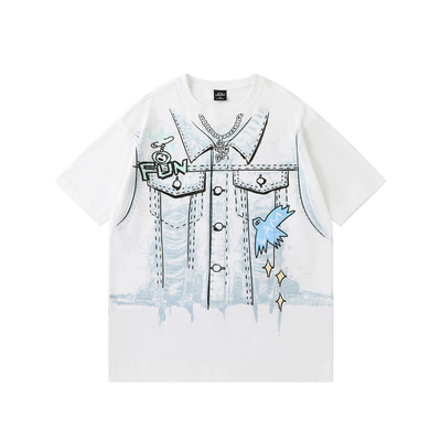 LAMLICKA仿牛仔印花宽松短袖