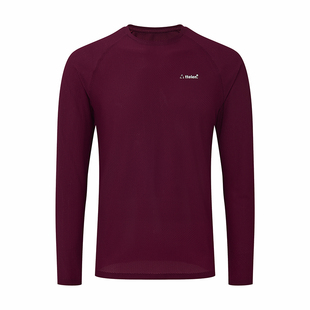 ttelen.高弹网眼透气蜂窝面料运动t恤长袖紧身训练健身衣服男春季