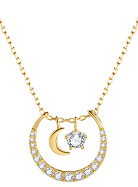 月亮船项链S925银女款精致吊坠