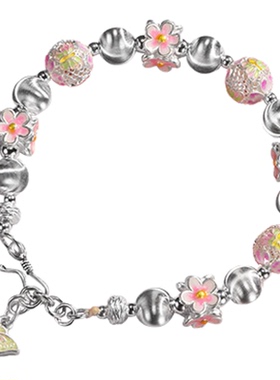 吴越老银铺花蝶影银手链纯银手串