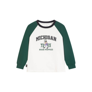 暇步士童装儿童长袖t恤秋新款男童学院风宽松圆领衫女童新年内搭