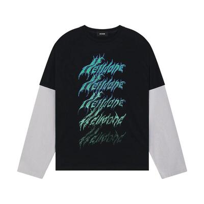 WE11DONE26夏季新品男女同款蜡笔经典字母LOGO叠层长袖T恤休闲