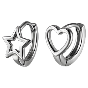 钛研社｜316L钛钢防过敏镂空五角星爱心耳环耳扣耳钉卡扣男女耳饰
