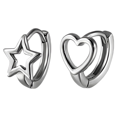 钛研社316L钛钢防过敏五角耳环