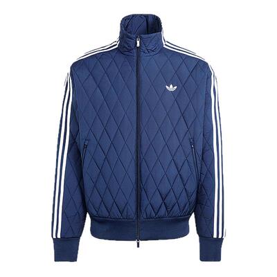 adidas阿迪达斯三叶草棉服男女款保暖秋冬装菱格纹蓝色棉衣LC8192