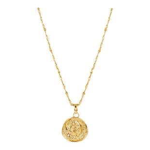 【星月神话】立体浮雕镀金几何金币毛衣链锁骨链时髦轻奢精致秋冬