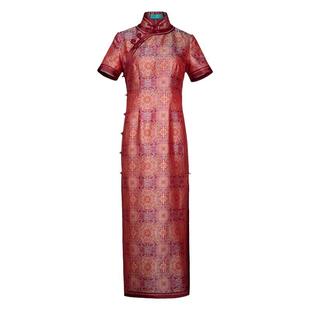 锦璃*三重门非遗高级宋锦桑蚕丝正宗京派旗袍裙妈妈款收腰长礼服