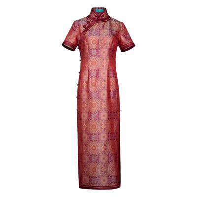 三重门复古宴会长款修身旗袍中式