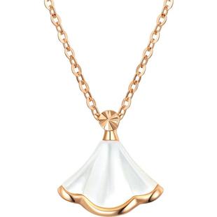 【百亿补贴】TSL谢瑞麟甜梦小裙子项链K金锁骨链白贝母扇形63866