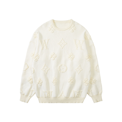 韦恩泽维尔套头圆领提花毛衣宽松