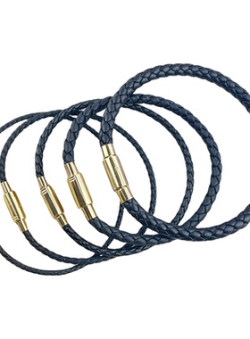 2/2.5/3MM皮绳手链手绳红黑绳串珠红绳可穿黄金3D硬金转运珠按扣