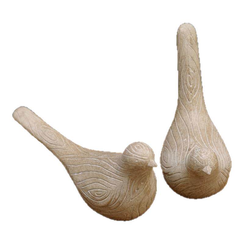 现代风格简约树脂木刻纹路小鸟