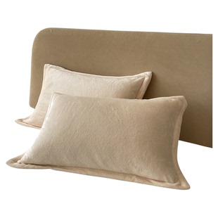 冬季双面牛奶绒枕套一对装48x74cm绒面保暖加厚珊瑚绒单只枕芯套