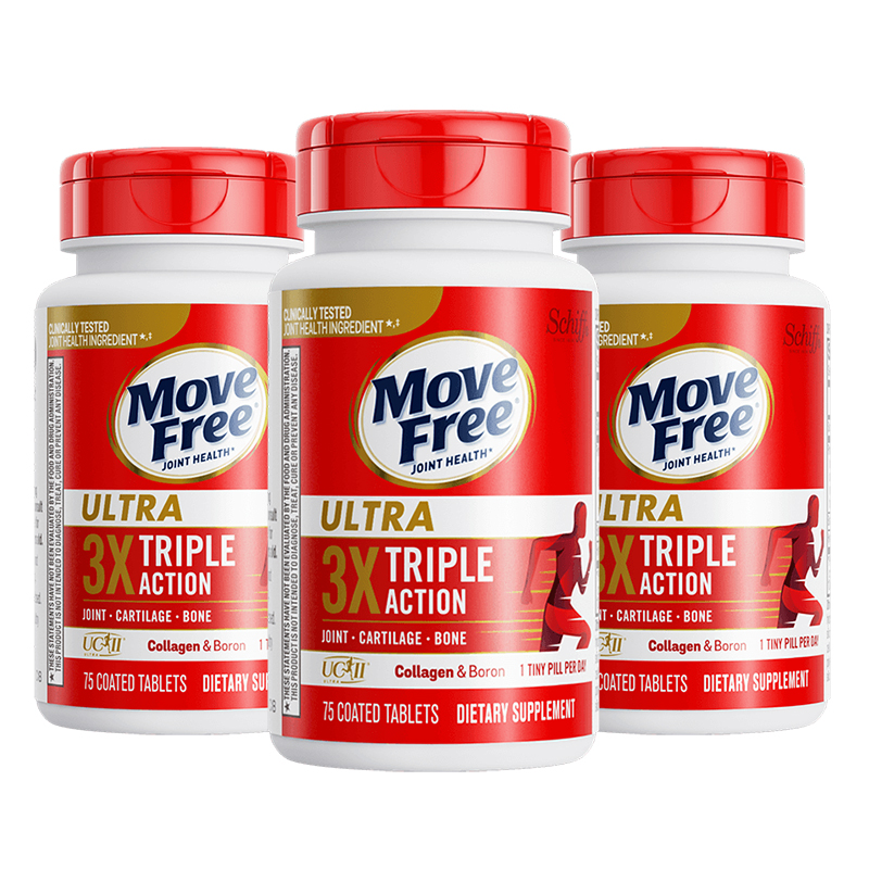 MoveFree益节UC2骨胶原蛋白II型氨糖搭档关节保健补钙白瓶75粒*3