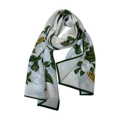 盈妹暗香栀子100%桑蚕丝丝巾