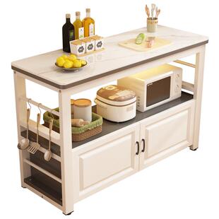 厨房岩板置物架微波炉双层落地架子多功能收纳餐边柜操作台切菜桌