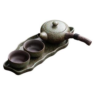 粗陶干泡茶具套装家用简约日式复古陶瓷功夫侧把茶壶茶杯一壶两杯