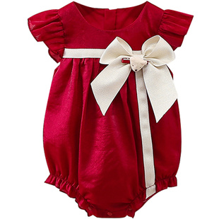 婴儿衣服夏天百日宴女宝宝洋气高贵周岁礼服暮云纱新生儿包屁衣夏