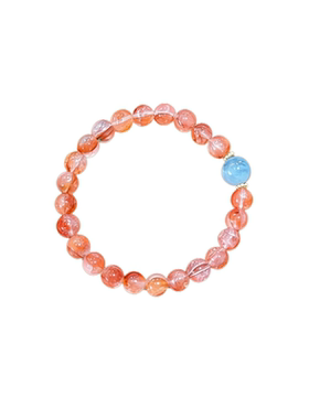 水晶手链天然红胶花海蓝宝女手串