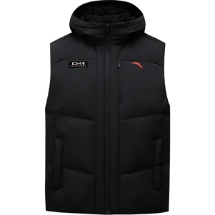 安踏羽绒马甲男款2025冬季新款连帽防风羽绒服无袖外套152547914