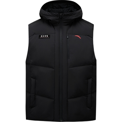 安踏羽绒马甲连帽无袖羽绒外套