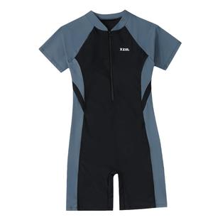 大码游泳衣女连体五分裤胖mm200学生专业一片式保守连身竞速泳衣