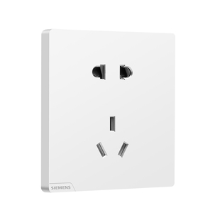 西门子皓彩雅白开关插座斜五孔USB一开双中途16a空调电脑家用官方