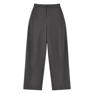 秋水伊人经典简约高腰加绒休闲裤2025年冬季新款日常通勤保暖裤子