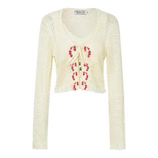 IHDXD 玫瑰两件套2026年春季杏色女款百搭短款开衫小外套