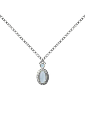 Kna「纯净宝石」天空蓝宝石吊坠925纯银项链女淡蓝托帕晶体锁骨链