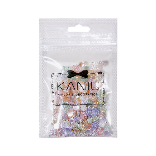 卡妞美甲高光系列山茶花指甲装饰品钻立体银边树脂网红玫瑰花配饰