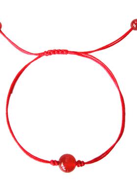 天然红水晶红绳男女款行运手链本命年手绳转运珠简约玛瑙手链子绳