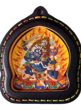 四臂玛哈嘎拉大黑天立体唐卡吊坠