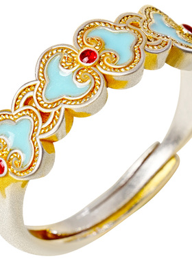 宫里上新古法珐琅999足银戒指