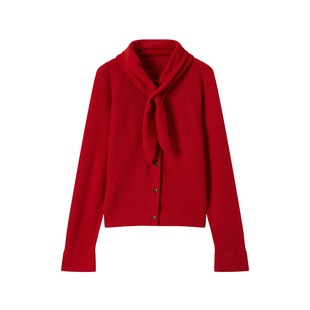 CROWNLESS未冕亲肤羊毛纱巧趣可拆兔耳领V领开衫