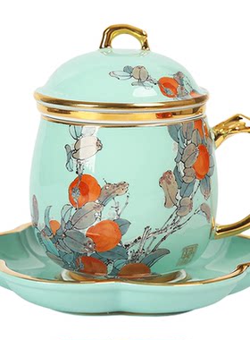 高淳陶瓷金枝玉叶茶具轻奢复古