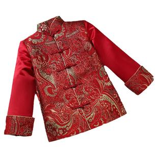 龙年拜年服男童过年汉服唐装中国风古装儿童新年装冬季2024年红色