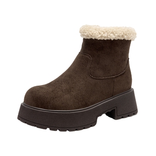 戈美其雪地靴女商场同款厚底加绒短靴保暖百搭切尔西靴外翻毛棉鞋