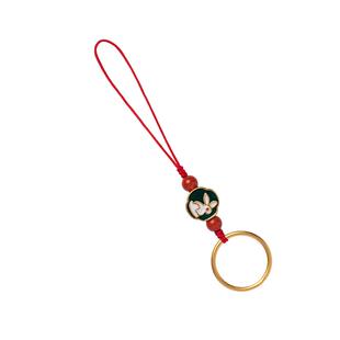 琼睿本命年黄铜沙金指环扣手机挂饰红色小挂件绳男女可爱吊坠手机链饰品幸运四叶草手机挂件手机挂绳U盘挂坠