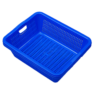 厂家全新塑料加厚方筛周转筐漏孔沥水筐收纳箱塑料胶蓝
