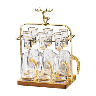 包邮金箔白酒杯分酒器套装带刻度高档家用玻璃白酒具一口杯子弹杯